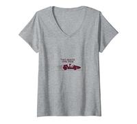Two Seats One Ride Vintage Racing Car Enthusiast V-Neck T-Shirt, Women, Heather Grey, L