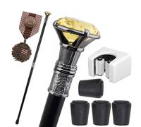 Two Section Gem Scepter Walking Cane Collapsible Jeweled Hiking Staff Lightweight Aluminum Alloy British Style Decorative Cane for Men Women(C-4)