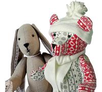 Two Sewing Patterns. Handmade11 Inch Bunny Rabbit & 13 Inch Christmas Teddy Bear with Easy Photo Tutorial Instructions. Lacy Bunny Rabbit & Jingle Teddy Bear. Free Post by MY FABRIC HEAVEN
