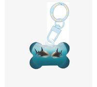 Two Sharks at The Bottom of The sea Dog Tags for Pets,Bone-Shaped Acrylic Pet ID Tags,Perfect for Small to Large Dogs and Cats,Cute & Functional