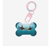 Two Sharks at The Bottom of The sea Dog Tags for Pets,Bone-Shaped Acrylic Pet ID Tags,Perfect for Small to Large Dogs and Cats,Cute & Functional