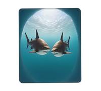 Two Sharks at The Bottom of The sea Gaming Mouse Pad, Full-Print Design with 3mm Rubber Base, Ergonomic and Durable for Office, Gaming, and Study
