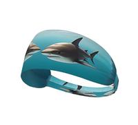 Two Sharks at The Bottom of The sea Sports Head Tie for Men and Women-Headband Karate Tie Back Sweat Wicking Workout Head Band,Perfect for Running