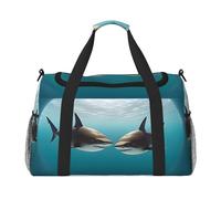 Two Sharks At The Bottom Of The Sea Travel Duffle Bag, Weekender Bags For Men And Women, Suitable For Travel And Outdoor Activities