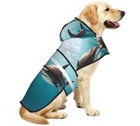 Two Sharks At The Bottom Of The Sea Waterproof Dog Raincoat And Rain Jacket With Hood, Reflective Strips And Adjustable Belly Strap, Fits Small To Large Dogs