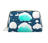Two Shy Clouds Leather Portable Makeup Bag for Cosmetics, Toiletries, and Daily Essentials