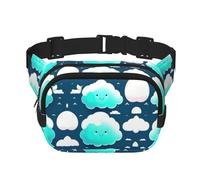 Two shy clouds Square Double-Layer Waist Bag with Adjustable Strap for Outdoor Activities, Black, One Size