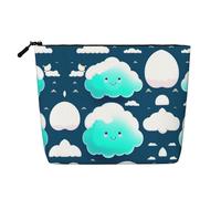 Two Shy Clouds Water-Resistant Faux Linen Single-Layer Makeup Bag with Zipper Closure for Your Daily or Travel Needs