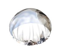 Two Siberian Husky Dogs,Shower Cap Nightcap Double Layer Waterproof Elastic Bath Cap Reusable Hair Cap