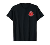 Two Sided EMT EMS Paramedic Red Star of Life White Line T-Shirt