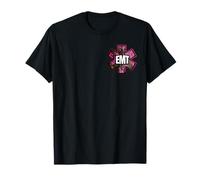 Two Sided EMT EMS USA American Paramedic Flag Pink Red Line T-Shirt