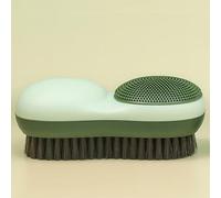 Two-Sided Laundry Stain Remover Brush, Soft Bristle for Scrubbing Out Tough on Wool Cashmere Delicate Fabrics Knits Cotton Leather, Easy to Grip Hand Washing Clothes Scrubber Green