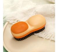 Two-Sided Laundry Stain Remover Brush, Soft Bristle for Scrubbing Out Tough Stains on Wool Cashmere Delicate Fabrics Knits Cotton Leather, Easy to Grip Hand Washing Clothes Brushes (Yellow)