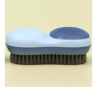 Two-Sided Laundry Stain Remover Brush, Soft Bristle for Scrubbing Out Tough Stains on Wool Cashmere Delicate Fabrics Knits Cotton Leather, Easy to Grip Hand Washing Clothes Brushes (Blue)