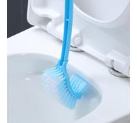 Two-sided Long Handled Toilet Brush,Plastic Multi-Functional Toilet Cleaning Brush with Rubber Brushes & Slit Brushes,Heavy-Duty for Home & Hotel Bathroom (Blue)