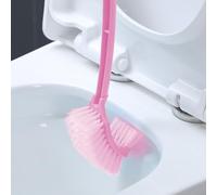 Two-sided Long Handled Toilet Brush,Plastic Multi-Functional Toilet Cleaning Brush with Rubber Brushes & Slit Brushes,Heavy-Duty for Home & Hotel Bathroom (Pink)