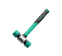 Two-Sided Rubber Mallet Featuring Ductile Iron Core Flat Dual-Face Rubber Head TPR-Coated Shock Absorbing Handle Non-Marring Industrial Strike Green(43mm)