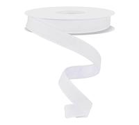 Two Sided Velvet and Satin Deluxe Double Faced Wired Ribbon for Christmas and Everyday Crafts, Wreaths, Bows, and Decorations (White, 7/8" x 10 Yards)