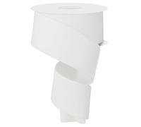 Two Sided Velvet and Satin Deluxe Double Faced Wired Ribbon for Christmas and Everyday Crafts, Wreaths, Bows, and Decorations (White, 2.5" x 10 Yards)