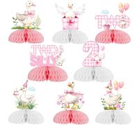 Two Silly Goose Birthday Decorations 8Pcs Pink Goose 2nd Birthday Honeycomb Centerpieces Goose Table Centerpieces Farm Animal Table Decorations for Girls Second Birthday Party Supplies