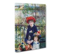 Two Sisters By Pierre Auguste Renoir Classic Painting Canvas Wall Art Print Ready to Hang, Framed Picture for Living Room Bedroom Home Office Décor, 20x14 Inch (50x35 cm)