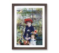 Two Sisters By Pierre Auguste Renoir Classic Painting Framed Print | A2 Walnut Framed Wall Art | Ready to Hang | Classic Historical Picture | Living Room Bedroom Lounge Office