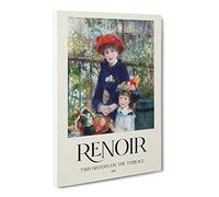 Two Sisters By Pierre Auguste Renoir Exhibition Museum Painting Canvas Wall Art Print Ready to Hang, Framed Picture for Living Room Bedroom Home Office Décor, 24x16 Inch (60x40 cm)