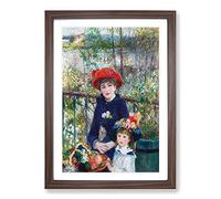 Two Sisters by Pierre-Auguste Renoir Framed Print | A2 Walnut Framed Wall Art | Ready to Hang | Modern Nature Picture | Living Room Bedroom Lounge Office