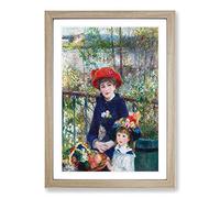 Two Sisters by Pierre Auguste Renoir Framed Wall Art Print A2 Oak
