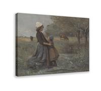 Two Sisters on The Grassland. Vintage Landscape. Medieval Canvas Wall Art Posters And Prints Room Aesthetic Bedroom Office Decor 16x24inch(40x60cm)