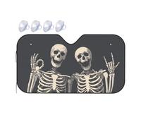 Two Skeletons. Ok Car Windshield Sun Shade, Accordion Foldable Auto Sun Visor Protector For Car Truck Suv, Uv & Sun Blocker, Keeps Vehicle Cool, Easy To Install & Store 55" X 30"