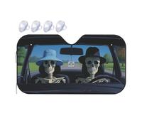 Two Skeletons Were Driving Car Windshield Sun Shade, Accordion Foldable Auto Sun Visor Protector For Car Truck Suv, Uv & Sun Blocker, Keeps Vehicle Cool, Easy To Install & Store 55" X 30"