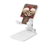 Two Skull Lovers Kissing Foldable Cell Phone Stand Adjustable Angle Height Desktop Portable Cellphone Cradle Compatible With All Smartphone White-Style