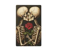 Two Skull Lovers Kissing with Rose Single Toggle Blank Wall Plate Light Switch Cover Decorative 1 Gang for Kitchen Room Bathroom Size 11.4x7cm