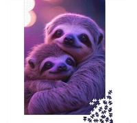 Two Sloths Hugging Adult 1000-Piece Jigsaw Puzzle, 52x38cm/1000pcs, A Relaxed Project for Colder Days; Low-dust Pieces for A Tidier Table