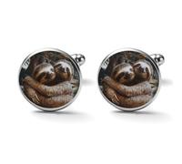 Two Sloths Hugging Alloy Cufflinks for Men 17mm 20mm Shirt Cuff Links for Wedding Business Formal Dress Father's Day Birthday Gift for Him