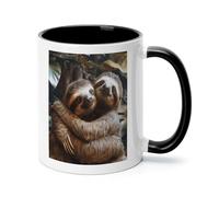 Two Sloths Hugging Ceramic Coffee Mug with Handle 11 Ounces, Porcelain Mug Coffee Cup Tea Mug Water Cup Ideal for Coffee,Tea,Latte,Cappuccino,Microwave & Dishwasher Safe Unique Gift Cup