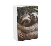 Two Sloths Hugging Cigarette Case, Plastic Waterproof Shockproof, Airtight Push Open Cigarette Box, Capacity King Size Cigarette Holder, Portable Cigarette Container for Outdoor Travel Camping Office