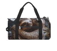 Two Sloths Hugging Gym Bag Travel Duffel Bags for Men Women Large Weekender Bags Carry On Overnight Duffle Bag with Shoe Compartment for Workout, style, One Size