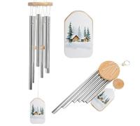 Two Small Log Cabins in The Snow Wind Chimes Memorial Deep Tone Windchime with 6 Aluminum Tubes Outdoor Backyard Garden Decoration