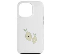 Two Smiling Lemons Drawing Pastel Yellow Fruit Fun Case for iPhone 13 Pro