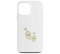 Two Smiling Lemons Drawing Pastel Yellow Fruit Fun Case for iPhone 13 Pro Max