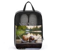Two Snails on The Bench Shoe Bag Shoe Bags for Travel Waterproof Shoe Bag Shoes Storage Organizer with Zipper & Handle Sneaker Bag Shoe Pouch Golf Shoe Bag Soccer Cleat Bag, style, One Size, Shoe Bags