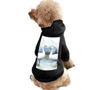 Two Snow Geese Watercolor Casual Pet Hoodie Clothes for Dog Cat Coat Outfit with Hat