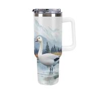 Two Snow Geese Watercolor Coffee Cups Travel Mug Insulated Tumbler Water Bottle Large
