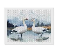 Two Snow Geese Watercolor Diamond Painting Kits for Adults DIY 5D Round Full Drill Art Diamonds Dots Decor 12"x16"