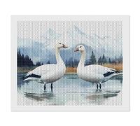 Two Snow Geese Watercolor Diamond Painting Kits for Adults DIY 5D Round Full Drill Art Diamonds Dots Decor 16"x20"