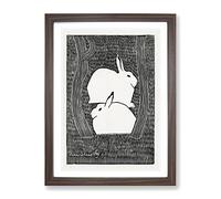 Two Snow Hares By Samuel De Mesquita Classic Painting Framed Print | A4 Walnut Framed Wall Art | Ready to Hang | Classic Animal Picture | Living Room Bedroom Lounge Office