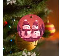 Two Snowmen Together Decoration Xmas Tree Ornaments Novelty Keepsake Decor For Home Girls Indoor 7.3Cm