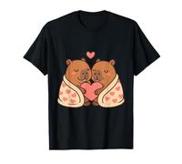 Two Snuggled Capybaras Valentine Illustration T-Shirt